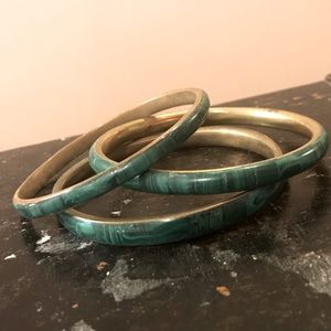 Vintage Malachite Brass Bangles